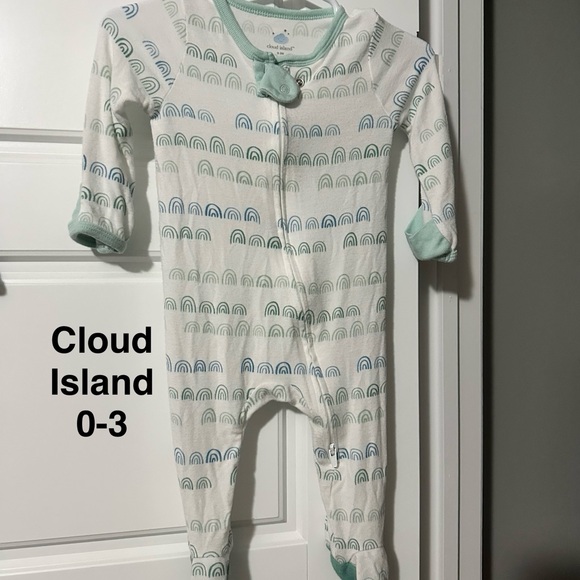 cloud island Other - cloud island White Footie with Blue & Mint Rainbow Print